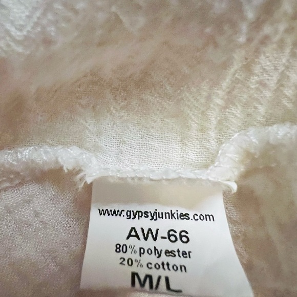 GYPSY JUNKIES WOMENS CREME COLOR OPEN KIMONO WITH EMBROIDERY SIZE M/L - Picture 3 of 11